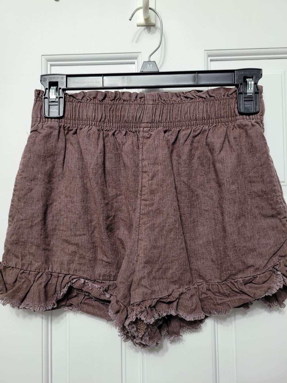 aerie Mauve-Brown High Waist Ruffle Hem Shorts